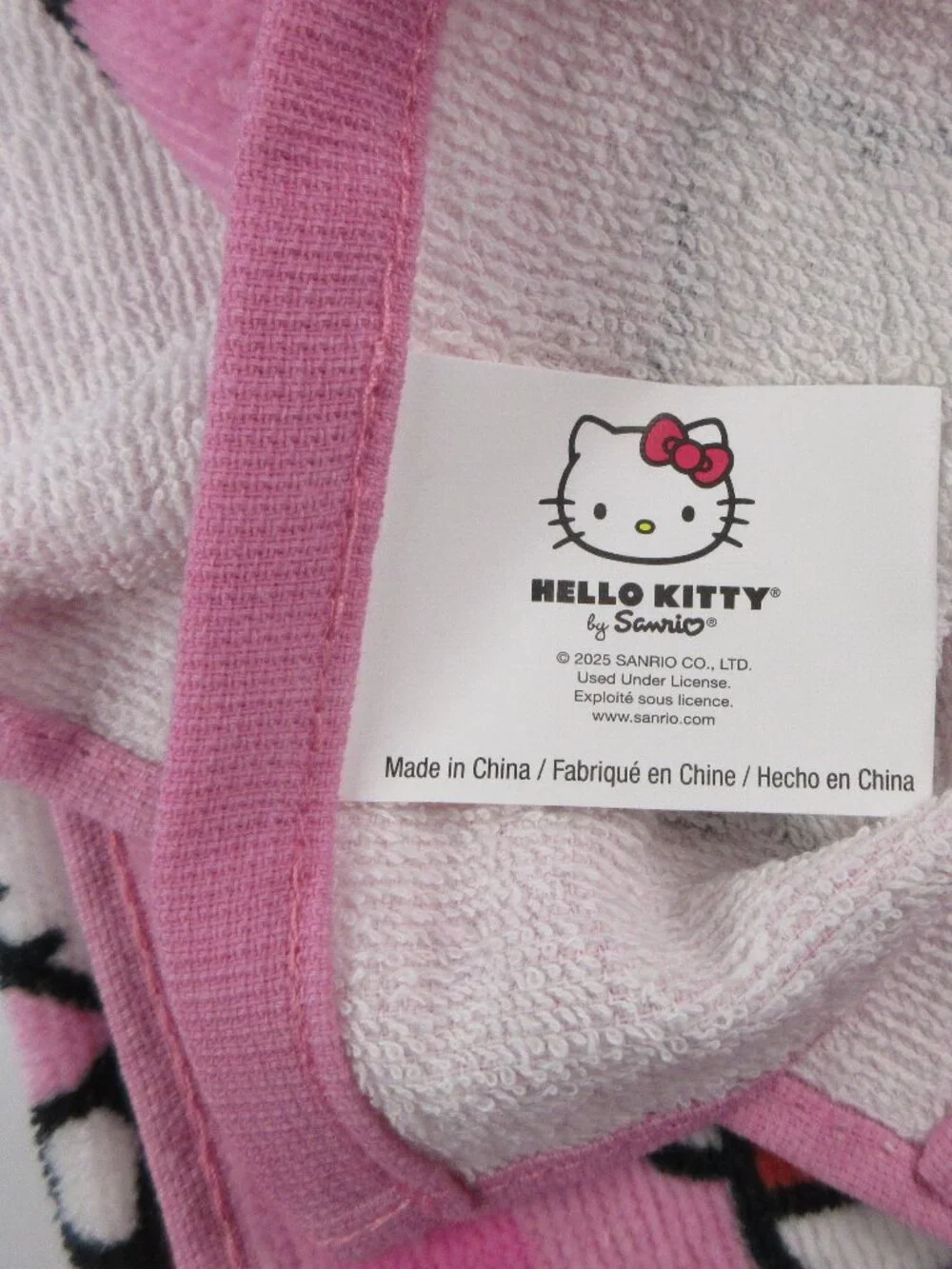 Hello Kitty Hand Towel Set 2 Pack 100% Cotton Sanrio Pink 15